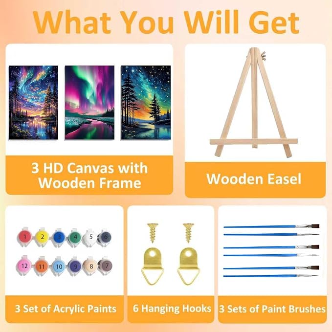 3 Pack Framed Paint by Numbers for Adult - Image 4