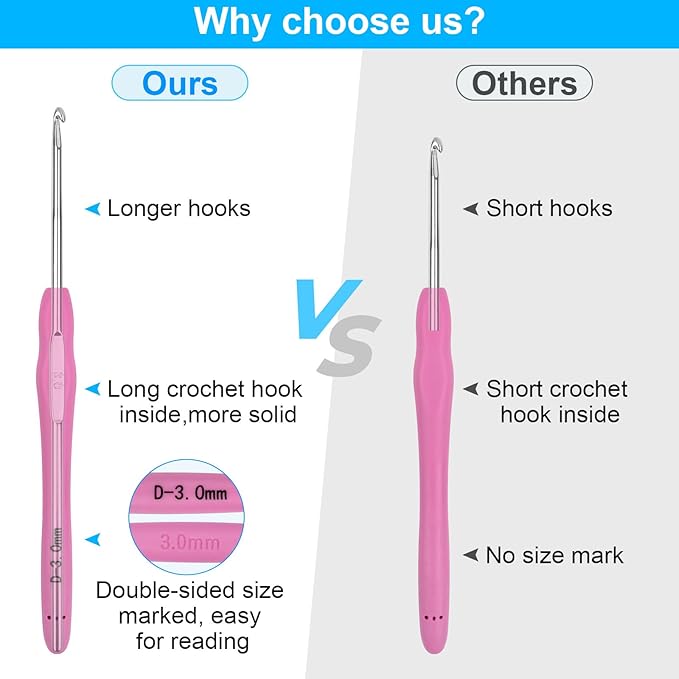 MECHEER Crochet Hooks 12 Sizes Crochet Hook Set, 51 Pack Yarn Crochet Kit - Image 5