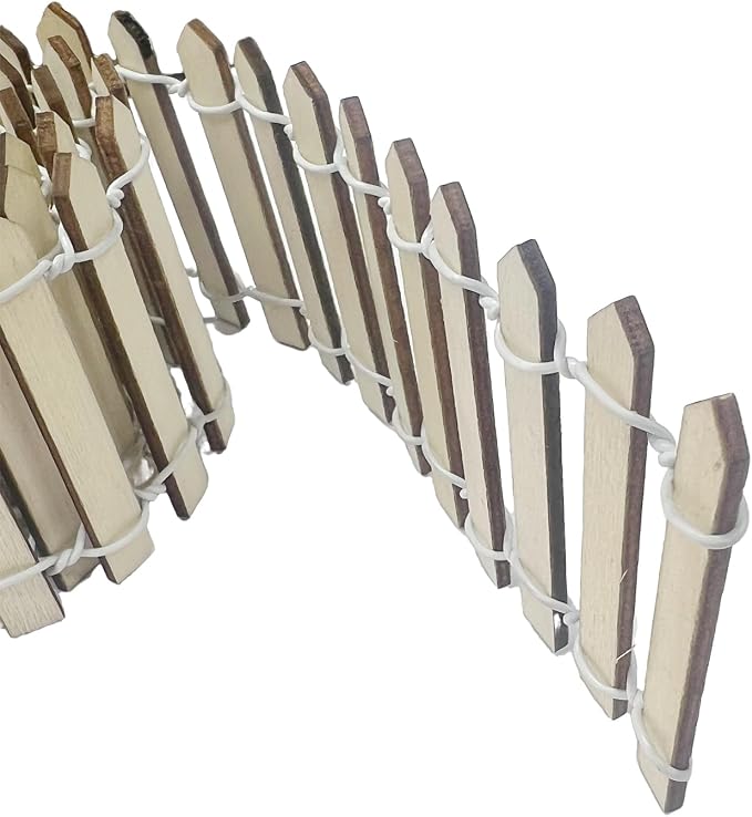 35 Inches Mini Fairy Garden Fence DIY Small Wood Decorative Picket Fence Micro - Image 5