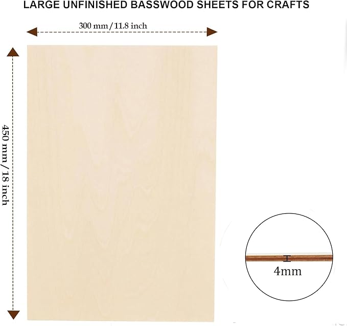 4 Pack Basswood Sheets Rectangle Unfinished Plywood Slices - Image 7