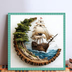 KYOQFVN Sailboat Stamped Cross Stitch Kits, Ocean Sail Boat Needlepoint Counted - Image 4