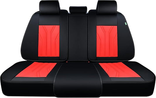FLORICH Rear Seat Covers Leather Car Seat Covers Waterproof Back Seat Cover Automotive Seat Covers Universal Seat Cushion Protector for Most Cars Trucks SUV-Black&Red