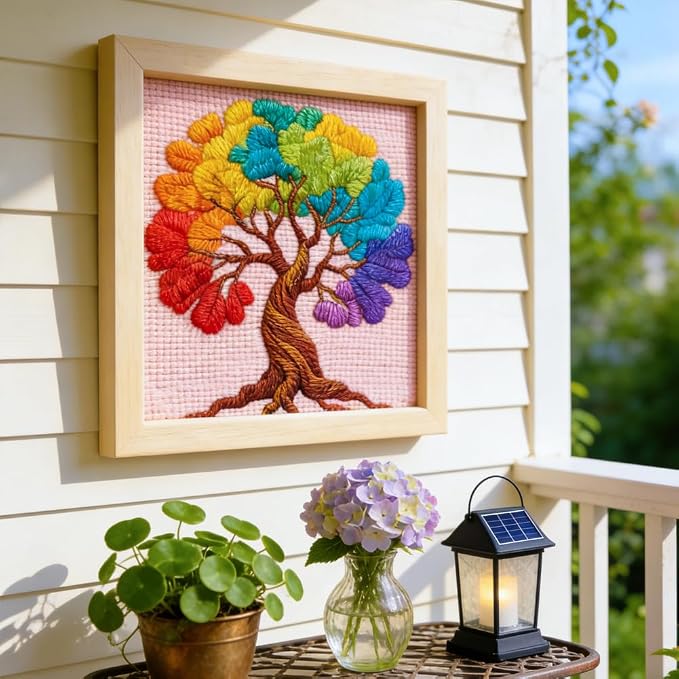 INFUNLY Colorful Tree Punch Needle Kit Tree of Life DIY Embroidery Punch Needle - Image 3