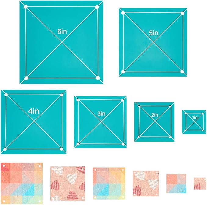 6 PCS 6 Size Acrylic Square Quilting Template Set 1-6Inch Accurate Cutting by HOBBIESAY