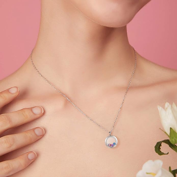 EVERLEAD Locket Necklace, DIY Floating Round Locket Pendant, Living Floating - Image 4
