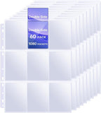 TiopLior 60 Pack Sheet Protectors, 9 Pocket Double Sided Card Sleeves Page by TiopLior