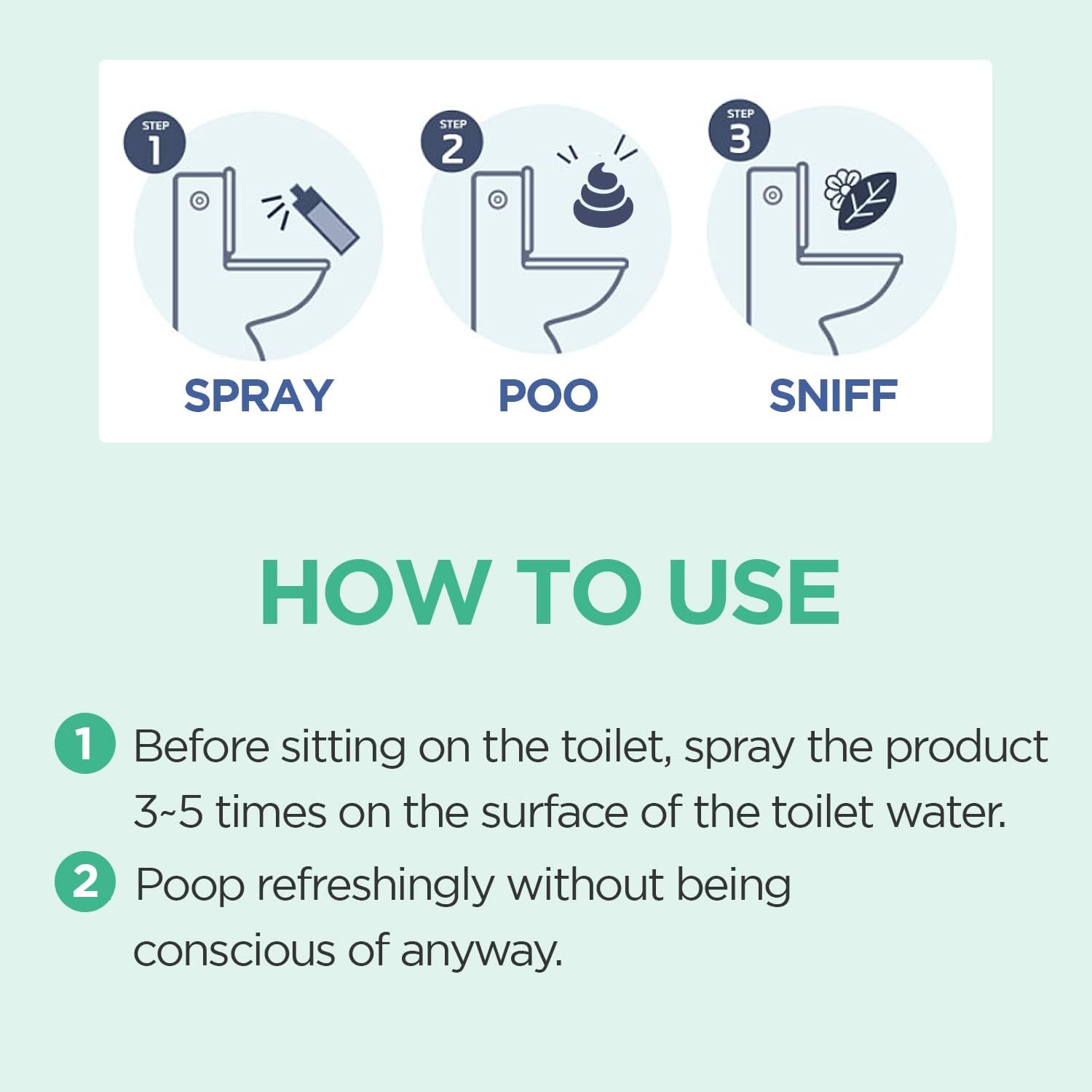 Pre-Poop Aromatic Bathroom Toilet Spray, Potty Deodorizer, Neutralize Bad Odors (1.69 fl.oz.) - Fresh Eucalyptus and Bergamot Scent