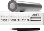 VinylRus Heat Transfer Vinyl-12” x 20ft Silver Iron on Vinyl Roll by VinylRus