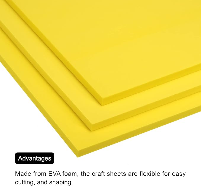 MECCANIXITY EVA Foam Sheets Yellow 9.8 Inch x 9.8 Inch 10mm Thick Crafts Foam - Image 4