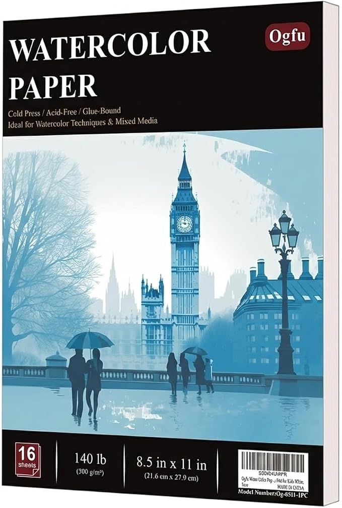 Water Color Paper 8.5 x 11, Water Color Sketch Books 16 Sheets, Cold Pressed by Unknown