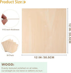 30 Pack Basswood Sheets 12x12x1/12 Inch, Plywood Sheet Unfinished Wood Boards - Image 2