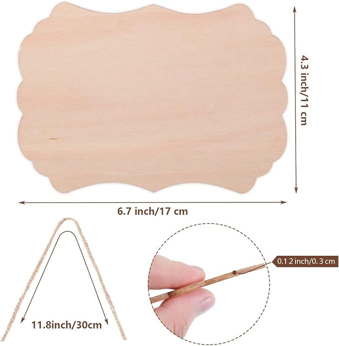 12Pcs Small Unfinished Wood Boards, 6 Shapes of Blank Wood Signs Wood Plaques - Image 3