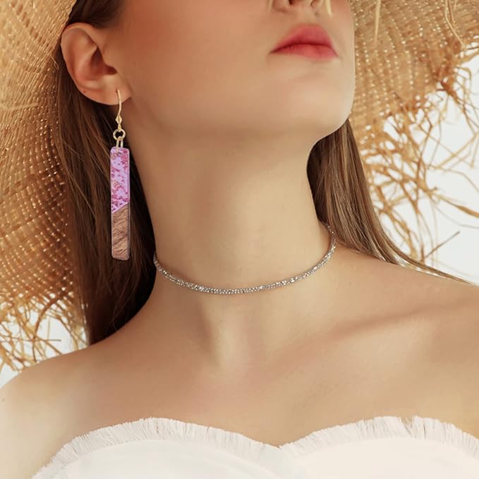 FASHEWELRY 18Pcs Wood Resin Earrings Charms Long Drop & Bar Shape Wooden - Image 3