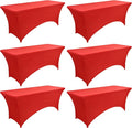 6-Pack 6ft Red Spandex Table Covers by Unknown