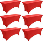 6-Pack 6ft Red Spandex Table Covers by Unknown