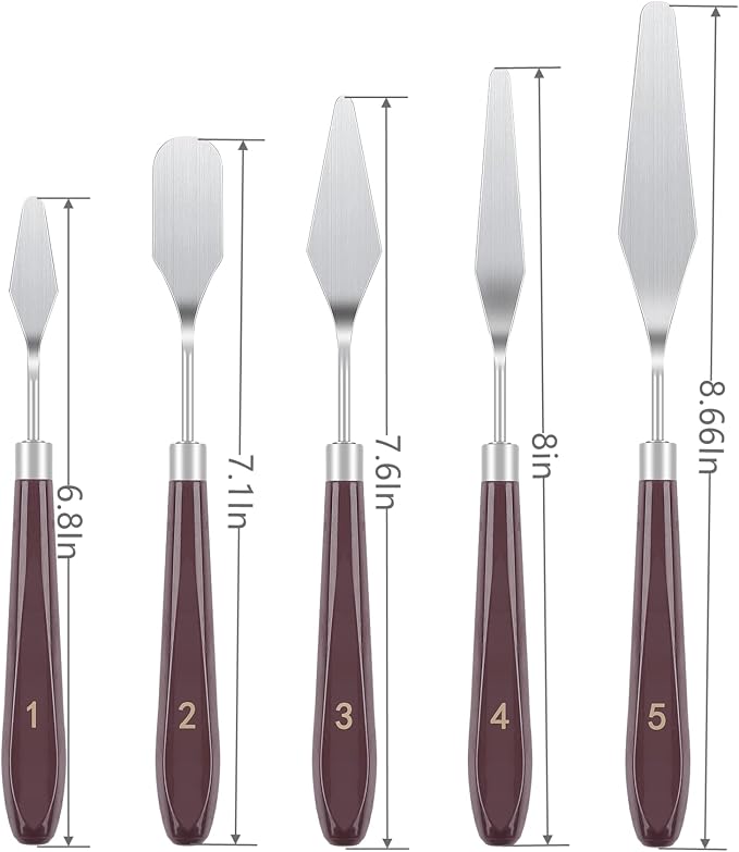 5 PCS Painting Knives Stainless Steel Spatula Palette Knife Oil Painting - Image 2