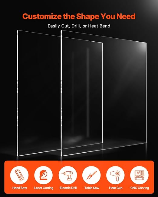 VEVOR Plexiglass Acrylic Sheet, 24 x 36 Inch 1/4 Inch Thick Clear Plastic Cast - Image 5