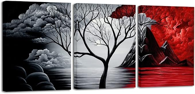 Wieco Art 3 Panels The Cloud Tree Gallery Wrapped Modern Canvas Wall Art by WiecoArt
