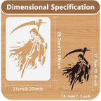 Grim Reaper Stencil Template 11.69 x 8.27 Inch Plastic Reusable Street Art - Image 2