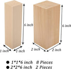 10 Pack Unfinished Basswood Carving Blocks Kit, Rectangular Wooden Blocks - Image 2