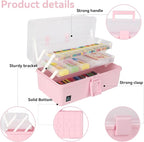 WEWLINE Hair Accessories Organizer 13-Inch Art Supply Bin Sewing Box 3-Layers - Image 2