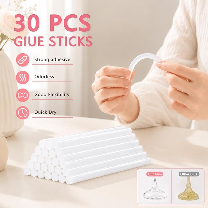 Mini Hot Glue Gun Kit with 30 Glue Sticks, 20W Fast Preheating Hot Glue Gun And - Image 4