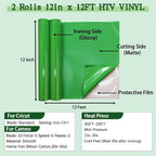 guangyintong Fruit Green Heat Transfer Vinyl HTV Rolls, 2 Rolls 12" x 12ft - Image 2