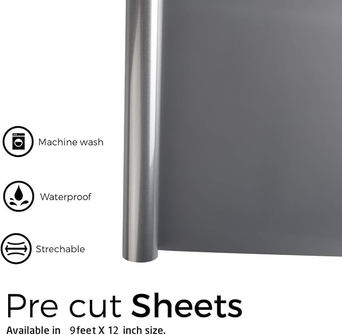 FUNKAKA Heat Transfer Vinyl Reflective Dark Gray HTV Roll, Reflective HTV Vinyl - Image 4
