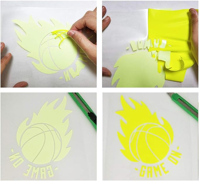 guangyintong Fluorescent Heat Transfer Vinyl Neon Yellow HTV Rolls, HTV Vinyl - Image 5