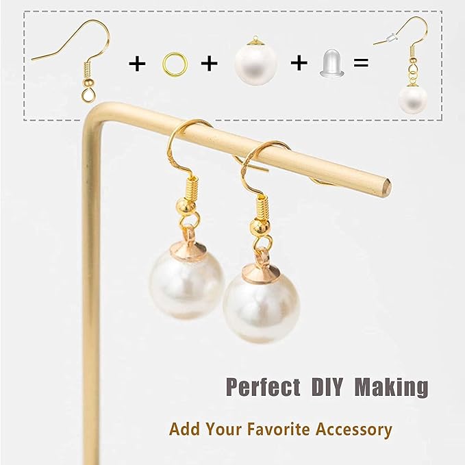 Hypoallergenic Earring Hooks 800 PCS/125 Pairs, Jump Rings, Ear Wires Fish Hooks - Image 2