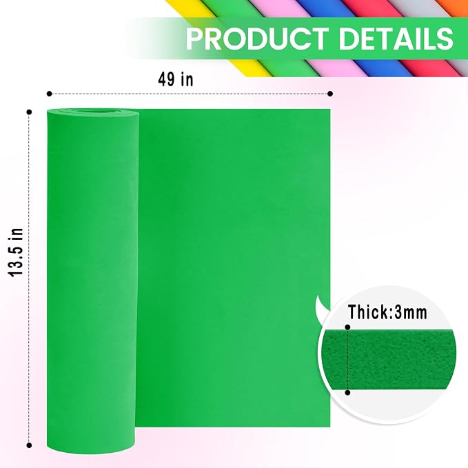 Do²ping Green Eva Foam Sheets Roll, 3mm EVA Craft Foam 49''x13.5'' High Density - Image 2