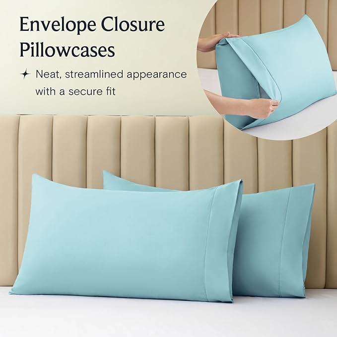 LuxClub 4 PC Full Size Sheet Set Deep Pockets 18" Wrinkle Free Cooling Sheets - Image 8