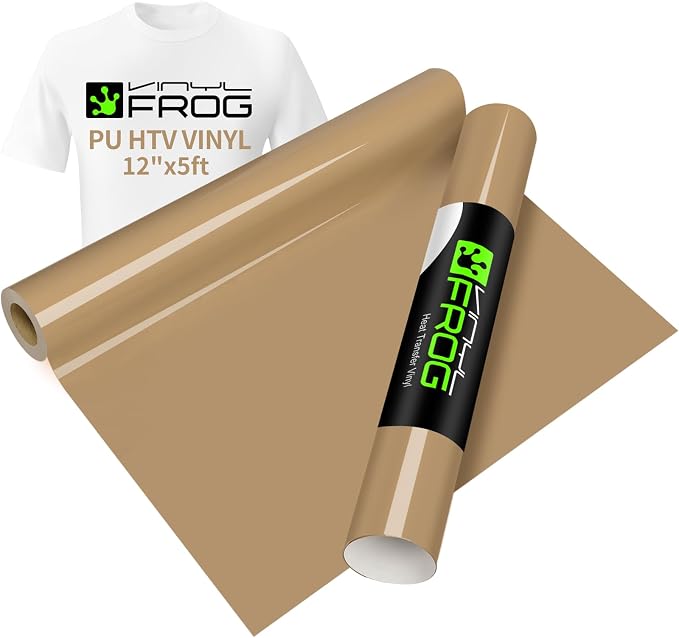 VINYL FROG Camel Heat Transfer Vinyl Roll 12" x5ft Matte HTV Vinyl | Camel Iron by VINYLFROG