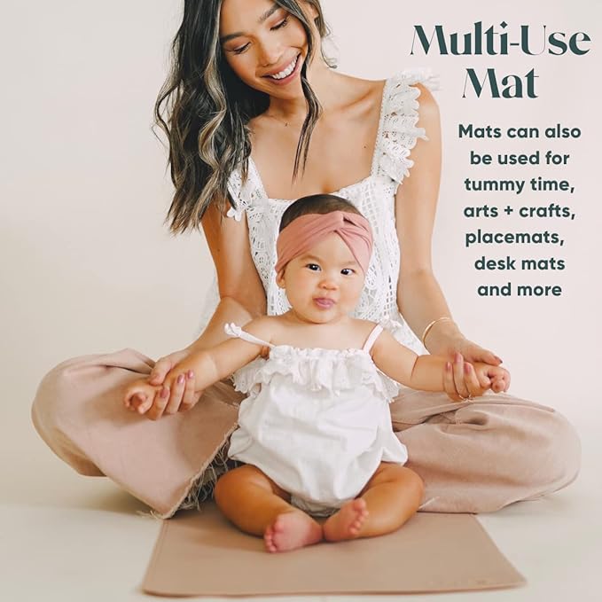Ava + Oliver Vegan Leather Baby Changing Mat (16 X 30 in) - Multipurpose Wipeable and Portable Diaper Mat - Foldable for Travel (Cream Scallop)