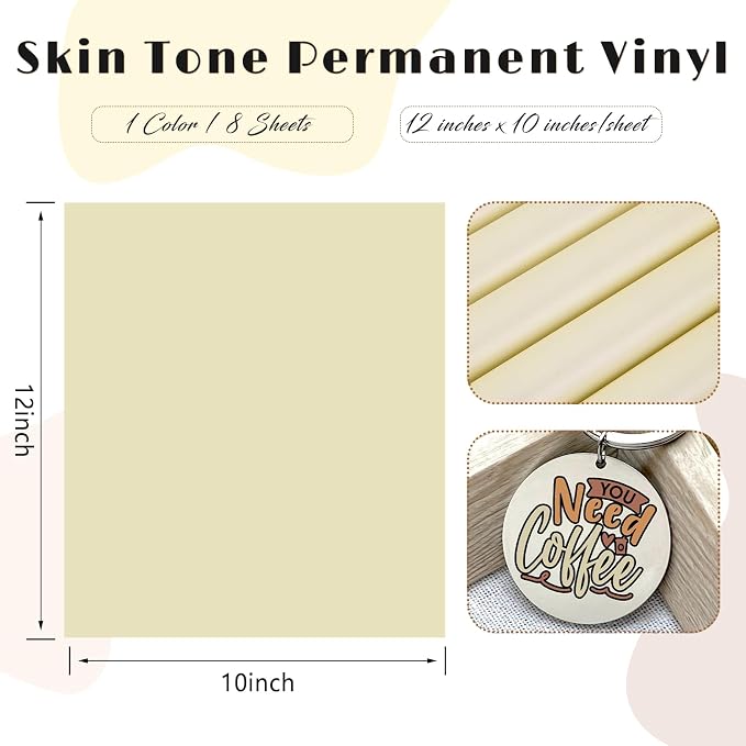 Tintnut Skin Tone Permanent Vinyl 8 Sheets 12''x10'' Beige Adhesive Viny | - Image 2