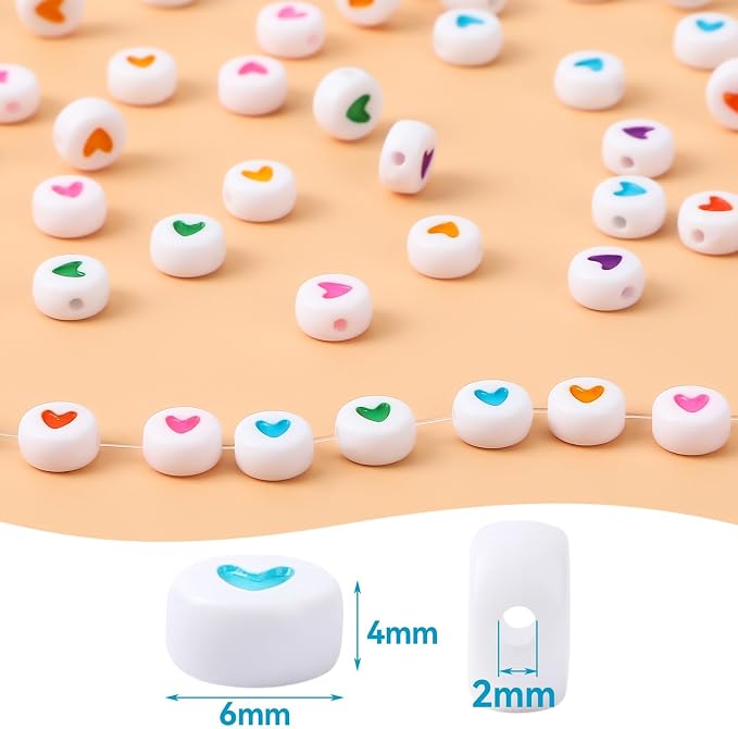 Augshy 700Pcs Round Heart Beads, Valentine's Day Acrylic Heart Beads - Image 2