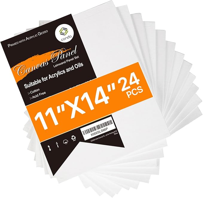 CONDA Canvas Boards for Painting, 100% Cotton Canvas Panels, Artist Quality for by CONDA