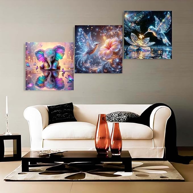 4 Pack Diamond Art Kits for Adults, 5D Hummingbird Diamond Painting Kits for - Image 3