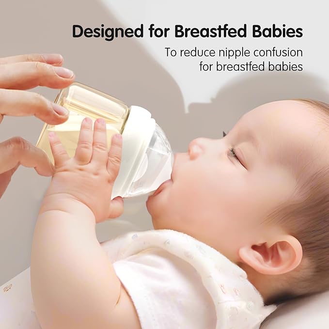 Silicone Bottle Nipples for Natural Baby Bottle, Medium Flow (M), 3+ Months, 4 Counts