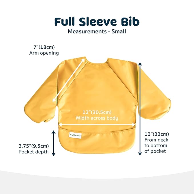 Tiny Twinkle Long Sleeve Bib for Babies & Toddlers – 2 Pack Waterproof Smock Bibs for Eating – Machine Washable & Mess-Proof, Baby Feeding Essential & Shower Must-Have (Taupe Dandelion,2-4Y)