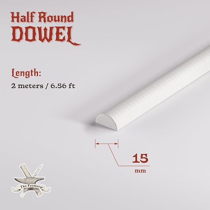 The Foamory's No Waste Half Round EVA Foam Dowel. 15mm x 2M Length. High-Density - Image 2