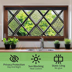 Diamond Grid Privacy Window Film 17.71x39.97 Inch Textured Green Glass Look - Image 2