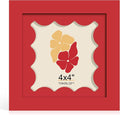 4x4 Picture Frame with Real Glass, Wooden cute 4 x 4 Photo Frame with Wavy Mat by THKRLOF