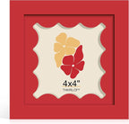 4x4 Picture Frame with Real Glass, Wooden cute 4 x 4 Photo Frame with Wavy Mat by THKRLOF