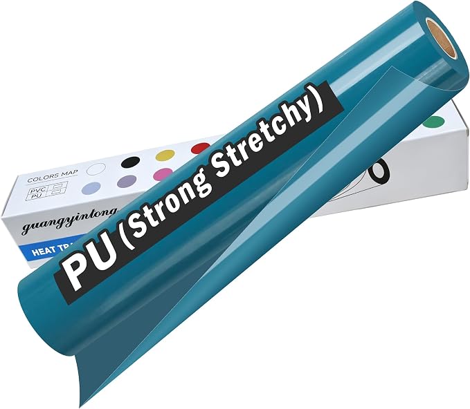 guangyintong Heat Transfer Vinyl Rolls 12" x 10ft, PU Peacock Blue HTV Vinyl by guangyintong