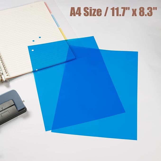 10-Pack A4 Colored PVC Flexible Plastic Sheets, 0.3mm Blue Transparent Film - Image 2