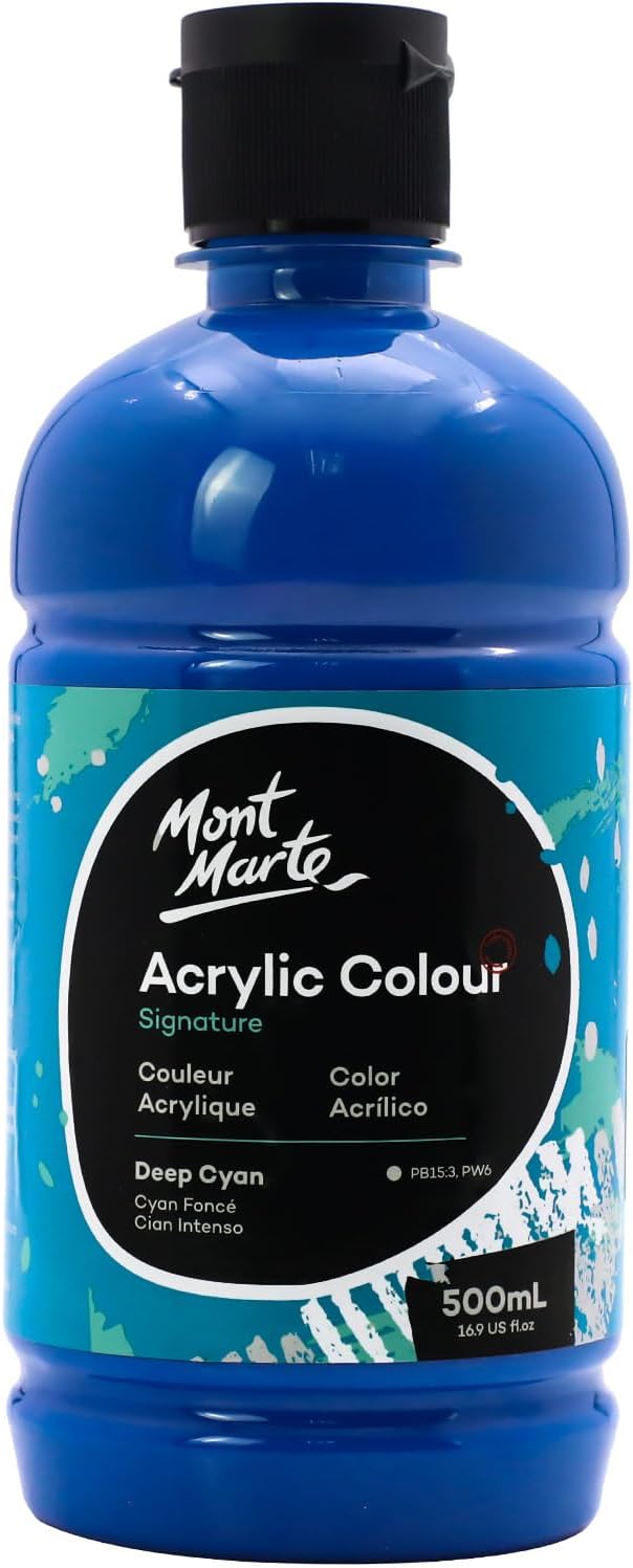 Mont Marte Signature Deep Cyan Acrylic Paint, Semi-Matte Finish, Suitable - Image 4