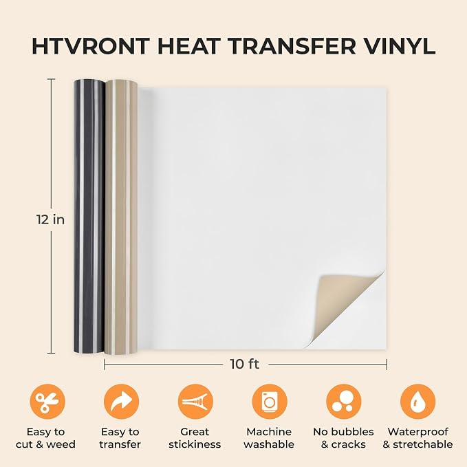 HTVRONT Heat Transfer Vinyl, Dark Grey HTV, 12 x 10FT HTV Vinyl Roll | Dark - Image 6