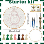 INFUNLY Avocado Punch Needle Embroidery Kit 8.7 Inch Round Punch Needle Craft - Image 2