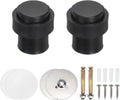 PATIKIL 2Set Round Door Stoppers, 46mm Stainless Steel Door Stop Doorstop Wedge Metal Cylinder Self Adhesive with Screw for Bottom of Door Floor Inside, Black